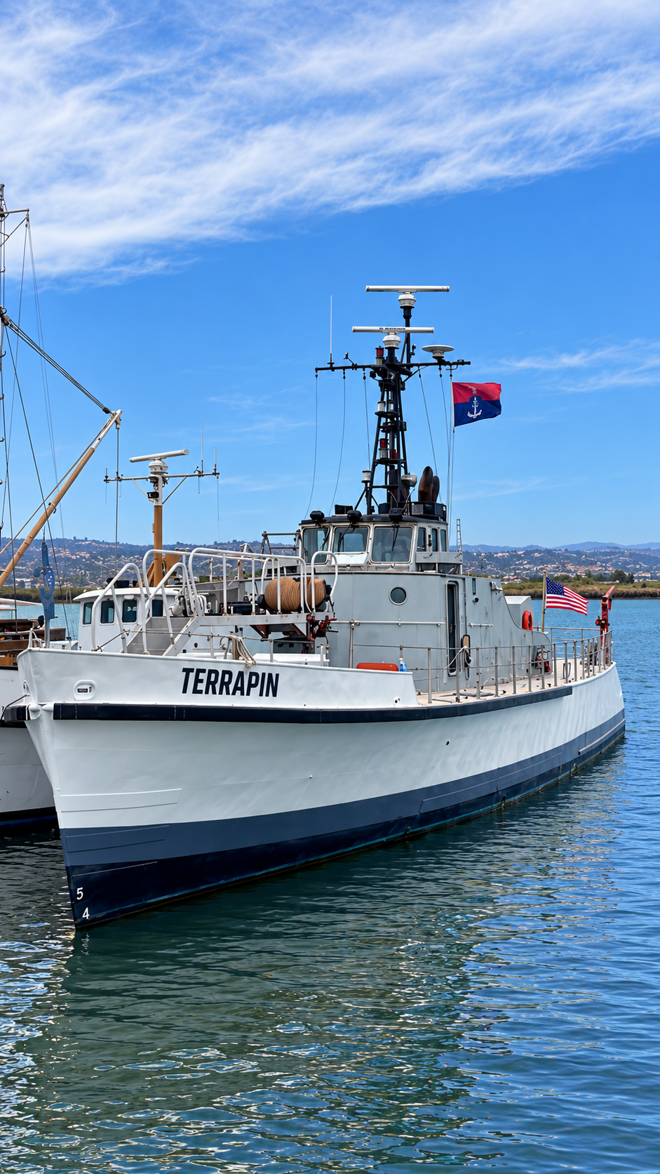 Sea Scout Ship Terrapin viewed broadside at the marina